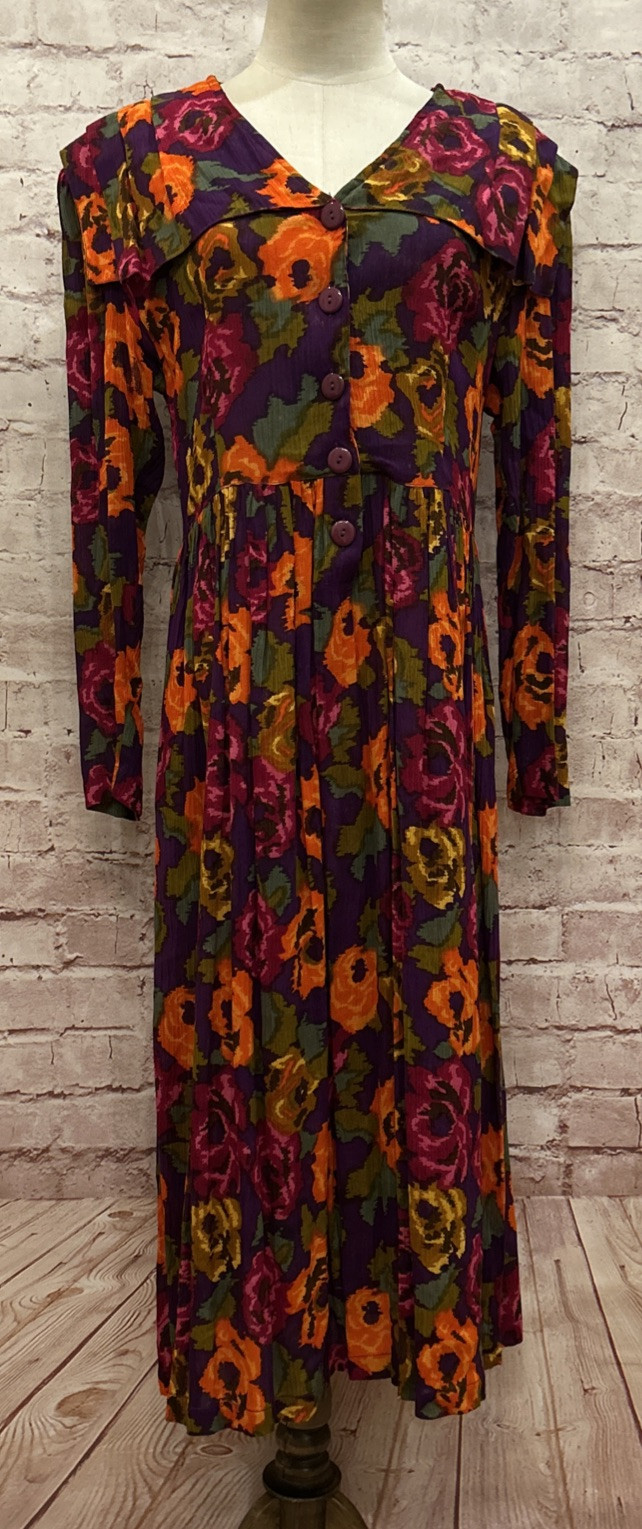 Vintage PASSPORTS OF PIER 1 IMPORTS Womens Dress S Cottage Core Floral 90’s