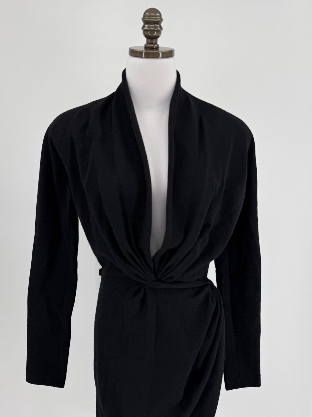 Donna Karan Archival Vintage Black Pure Wool Wrap Dress Sz 10 Union Made