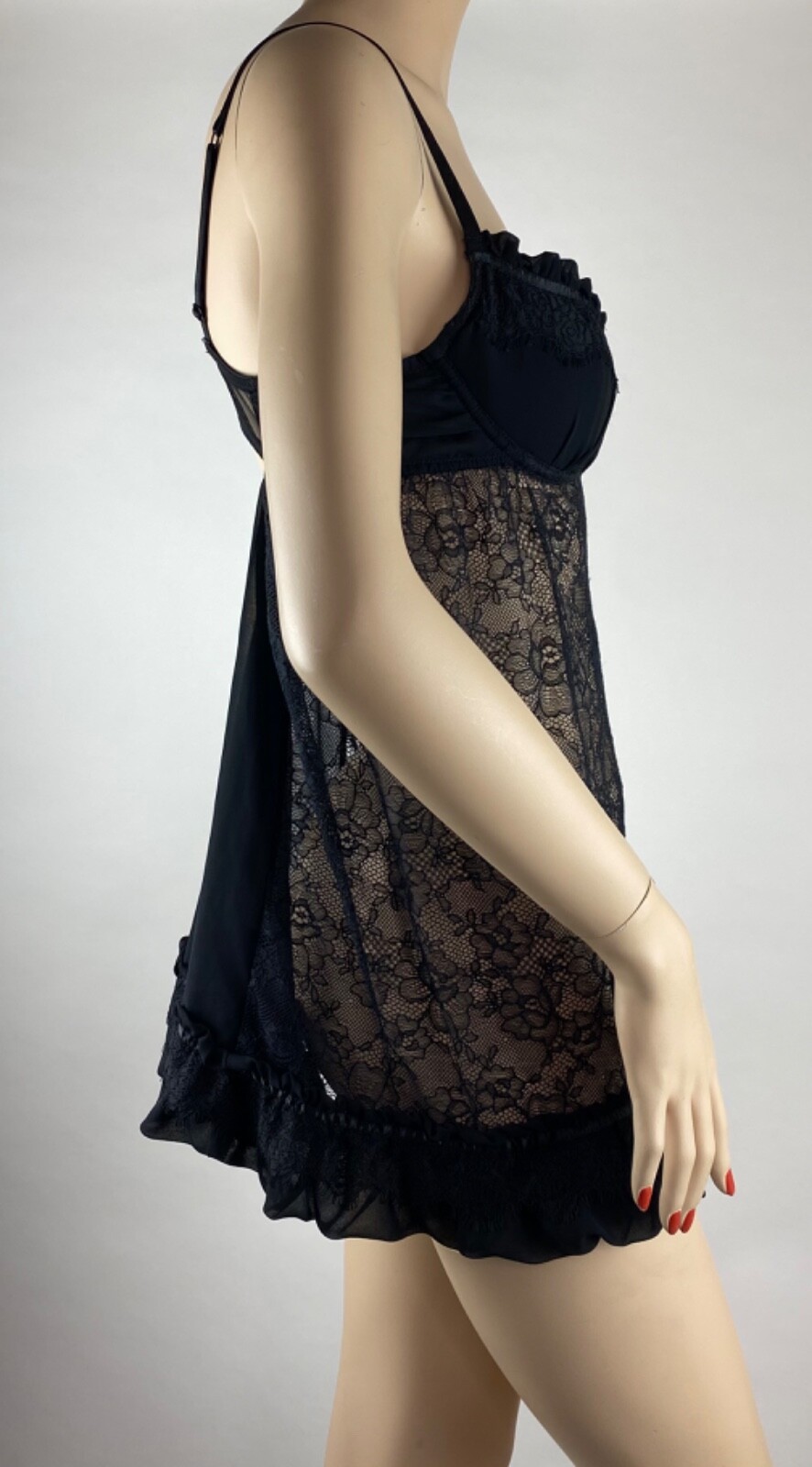 Vintage Victoria’s Secret Sexy Little Things Black Babydoll Nighty Bra Y2K 36B