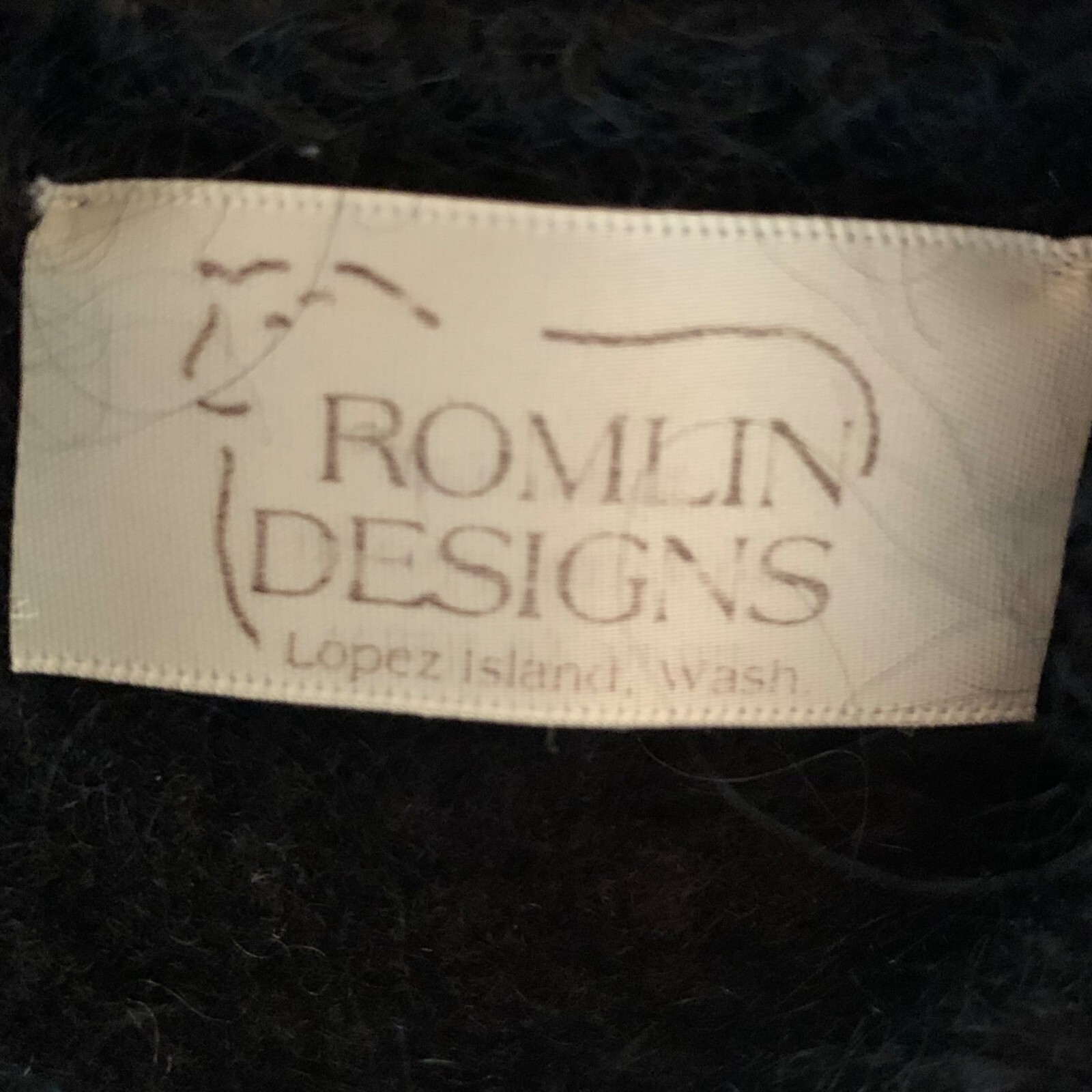 Vintage Romlin Designs Art to Wear Wool Vest M Lopez Island Felted Black Purple