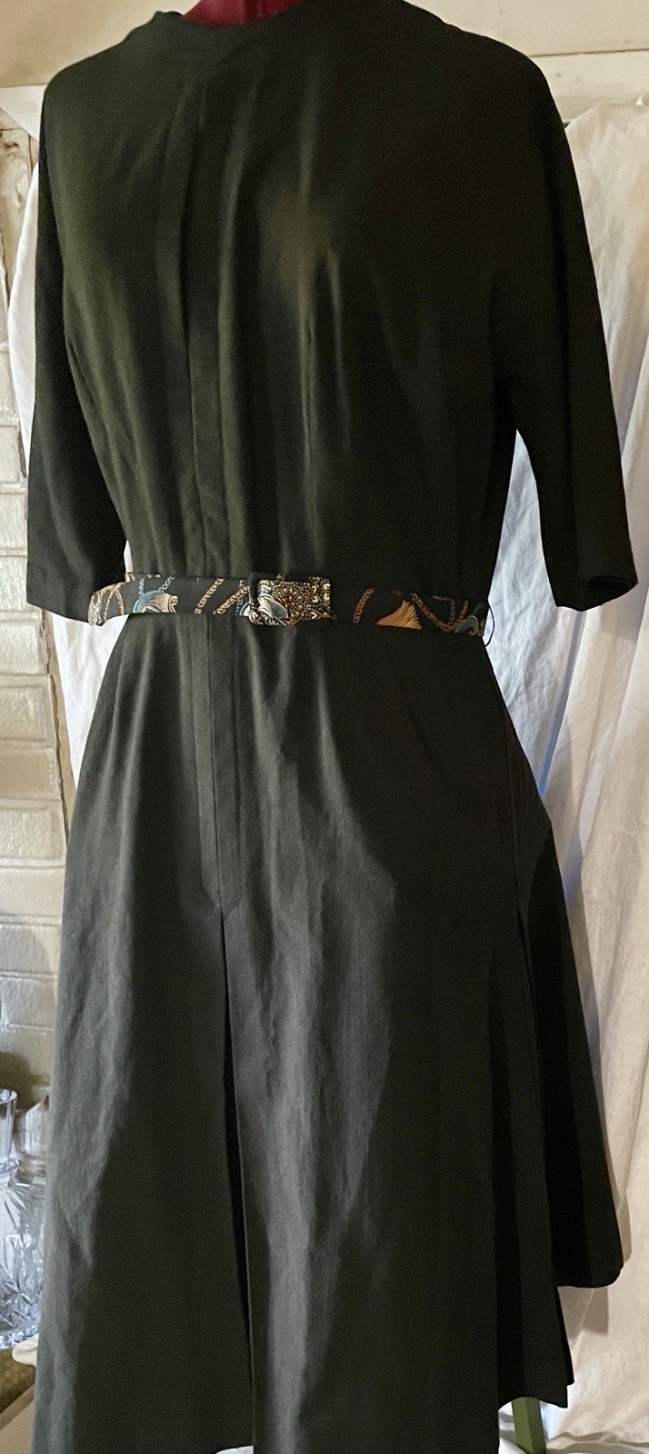 Vintage 1950s Weber & Franks Fit Flare Engineered Design Dress Light Wool/cotton