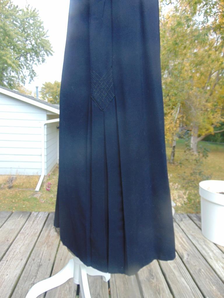 1920S BLUE ART DECO COAT SIDE STITCHING & PLEATS MED/LG CELLULOID BUTTONS