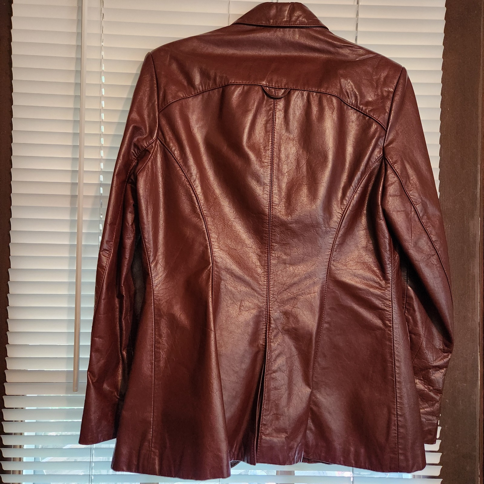 Vintage Etienne Aigner Burgundy Oxblood Genuine Leather Jacket Blazer Size 16