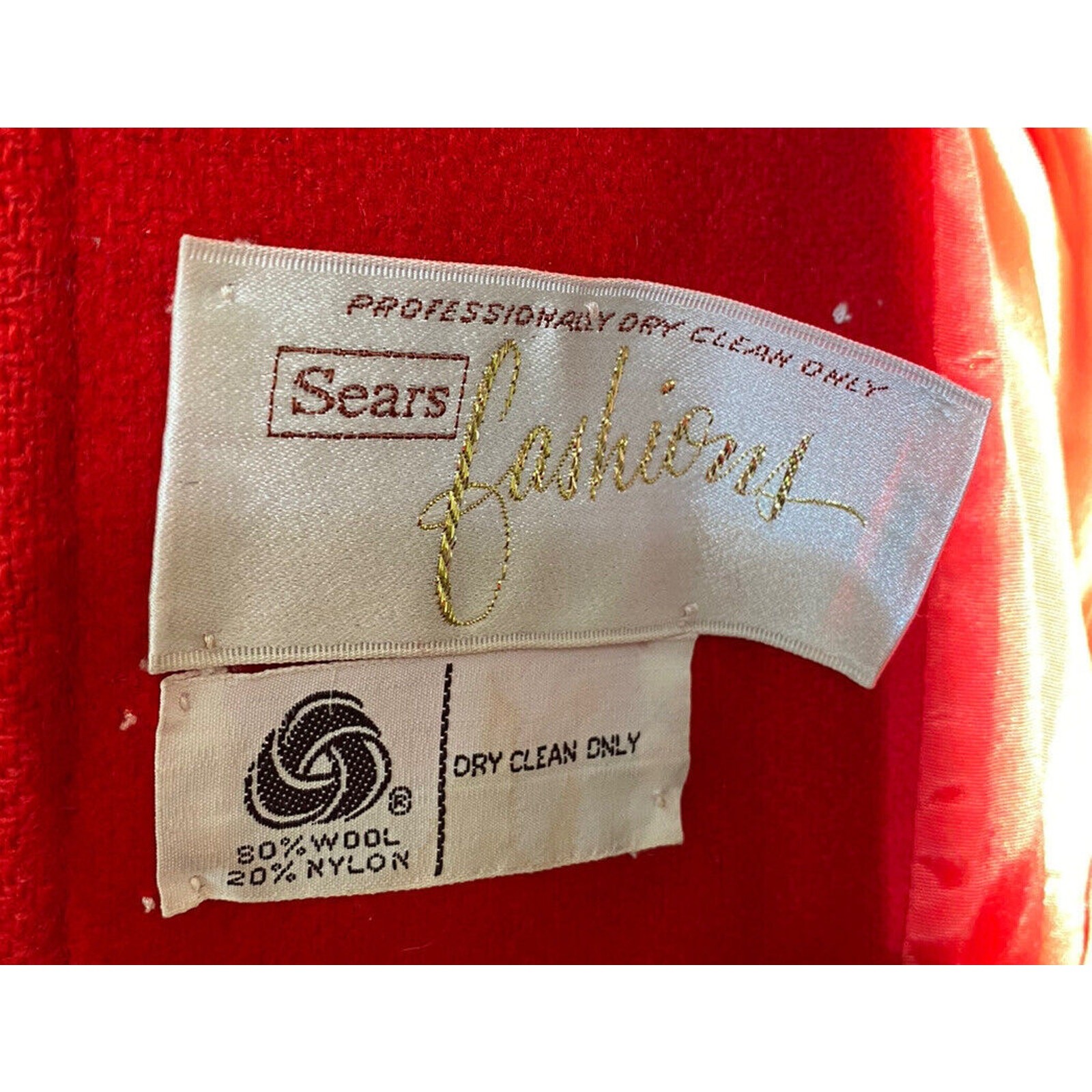 Sears Fashions Designs Red Wool Nylon Winter VTG Ladies Coat Jacket Cabin READ