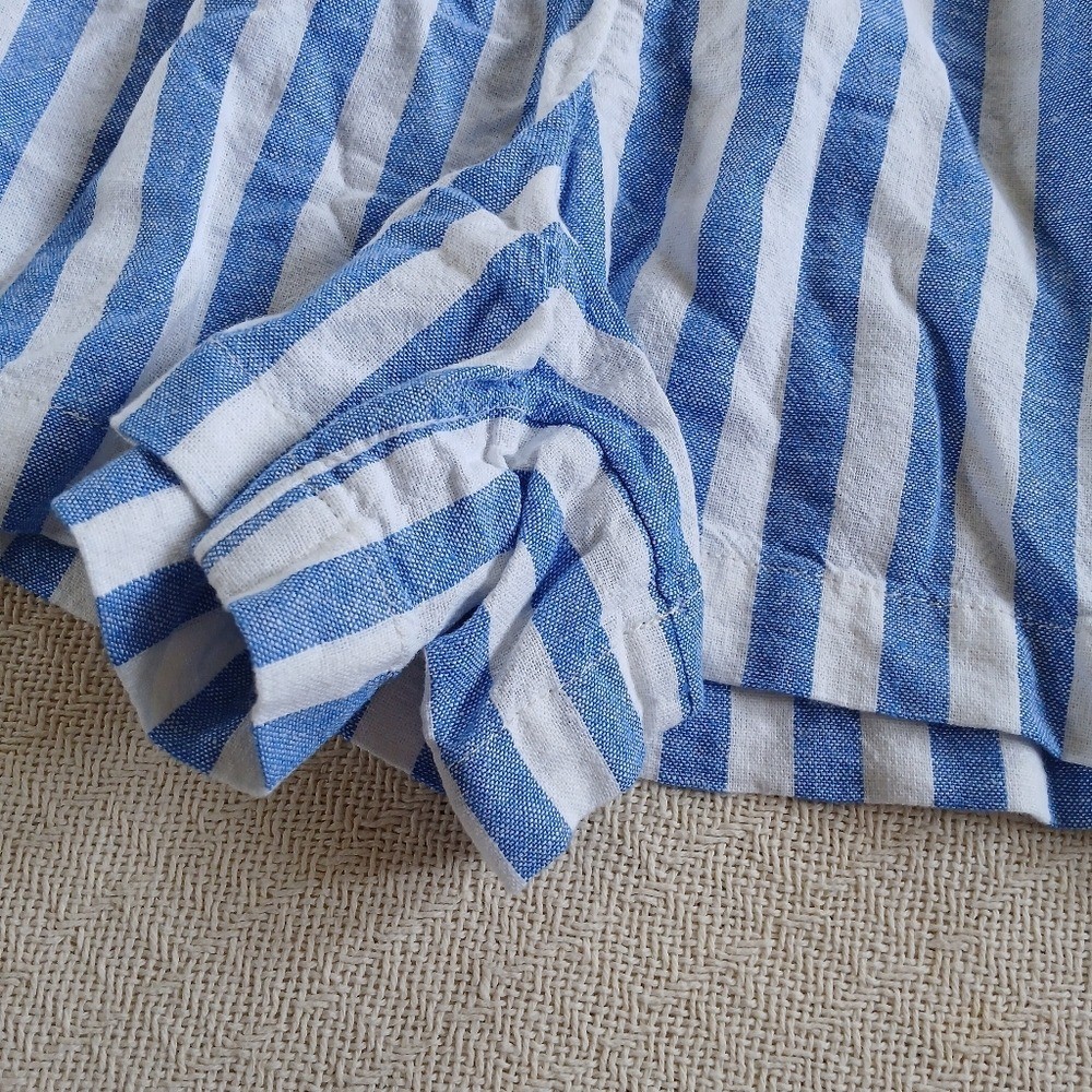 sonoma linen striped pull on shorts xl coastal summer lakeside americana blue
