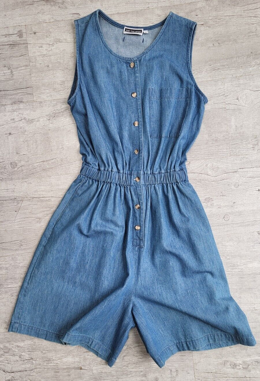 Vintage THE TOG SHOP Denim Sleeveless Romper / Playsuit – Size M – EUC