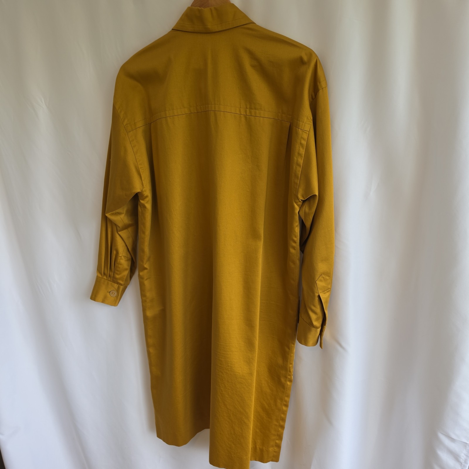 Vintage Bill Blass Mustard Yellow Popover Shirt Dress Oversized Utility Lined 10