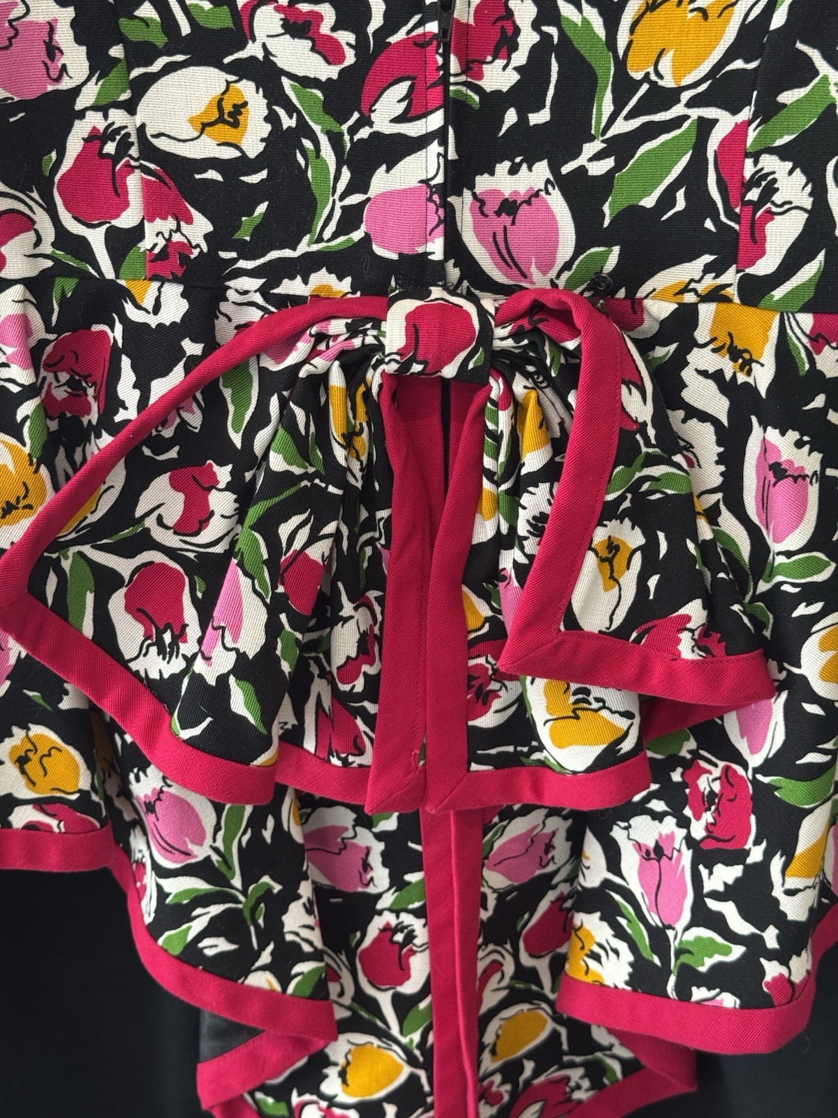 VTG Donna Morgan Non Stop 9/10 Multicolored Peplum Floral Bodice Combo Dress Y2K