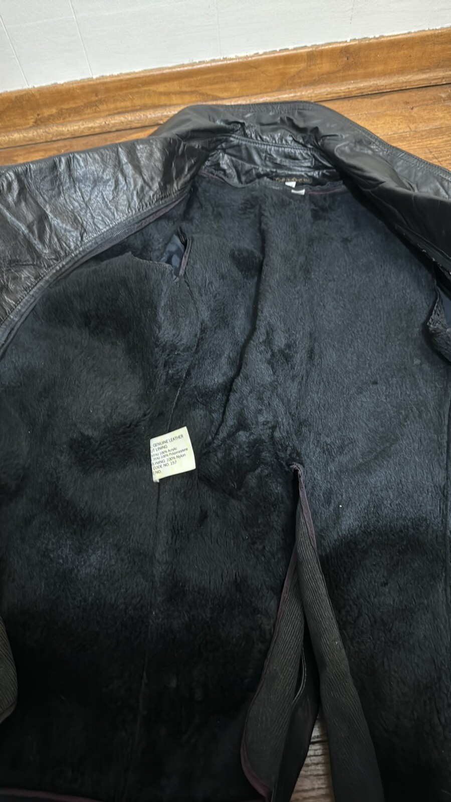 Leather Coat Made In Argentina Vintage Long Trench Black Lined Mob Wife Med