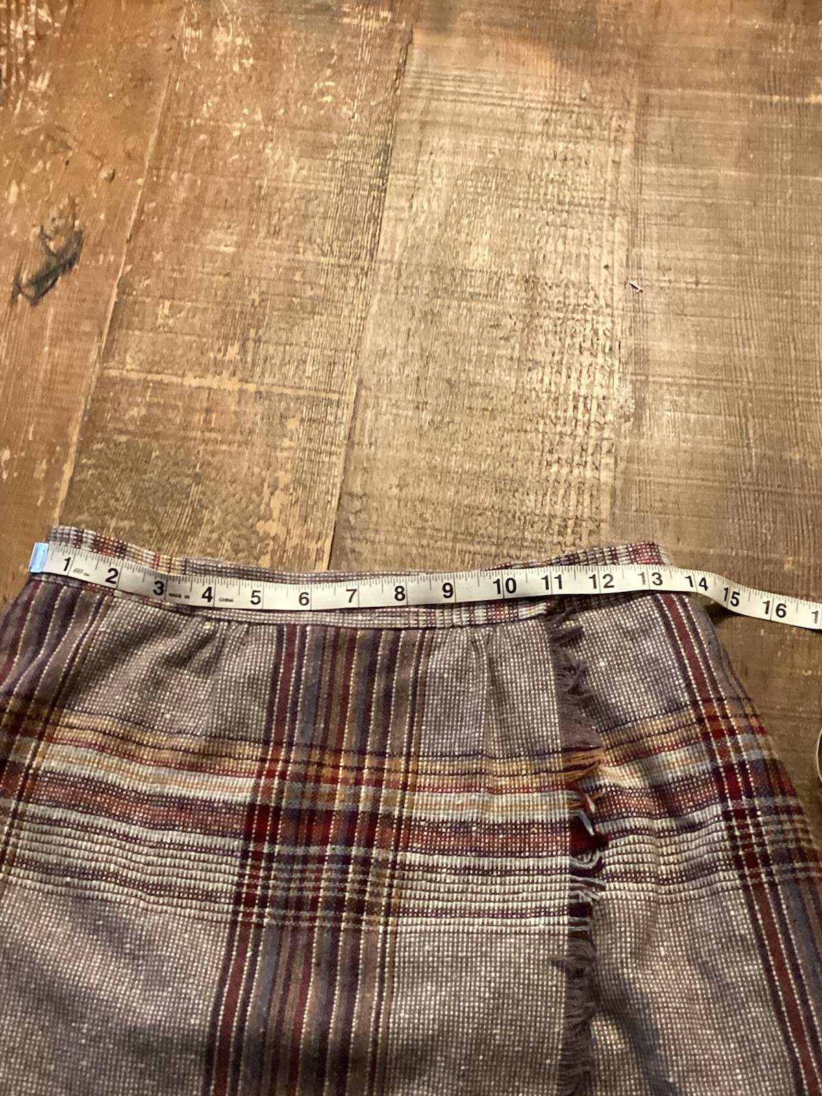 Vintage College Town Union Made Wool Blend Skirt Brown Plaid Size XS USA