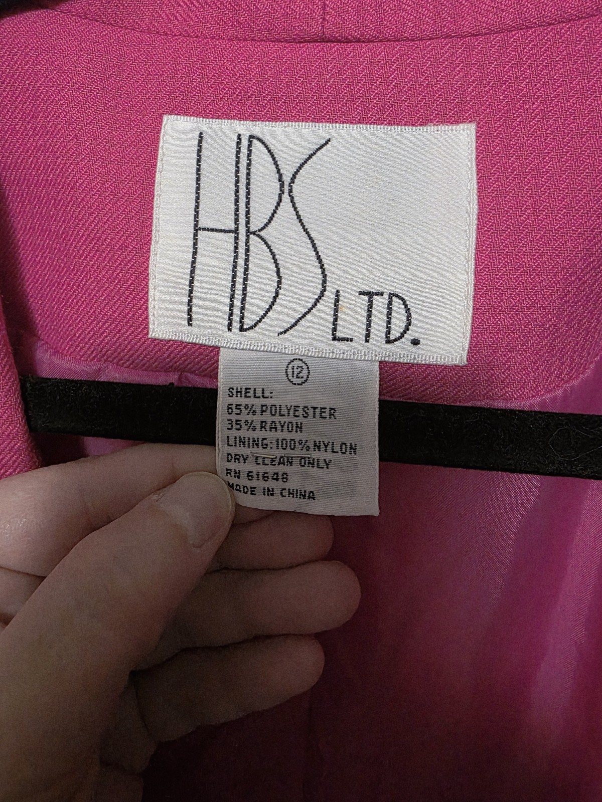 Vintage HBS Ltd. Hot Pink Blazer Womens Size 12 Career Jacket Shoulder Pads
