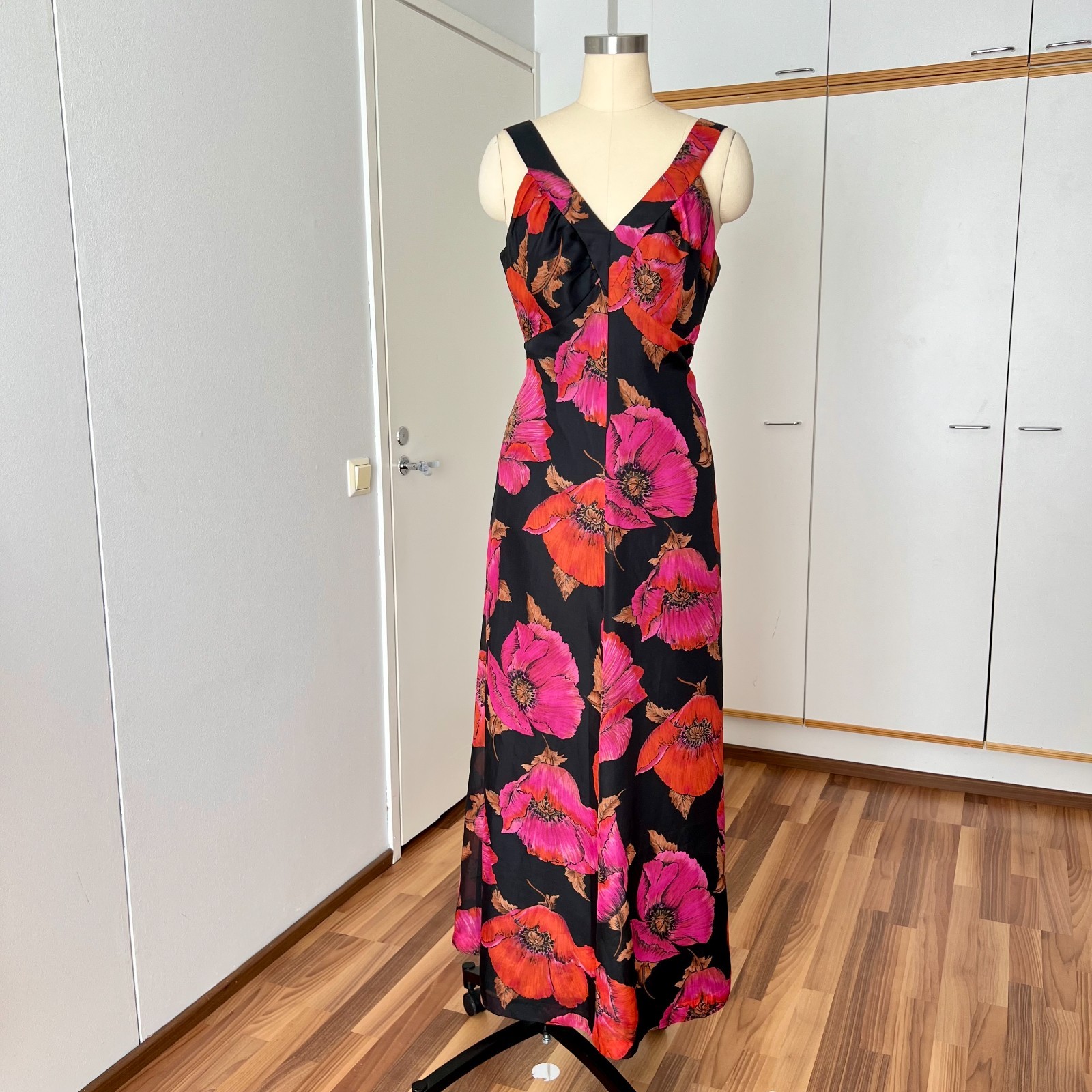 1970s Floral Maxi Dress Boho V Neck Aline Romantic Cocktail Wedding Guest Retro