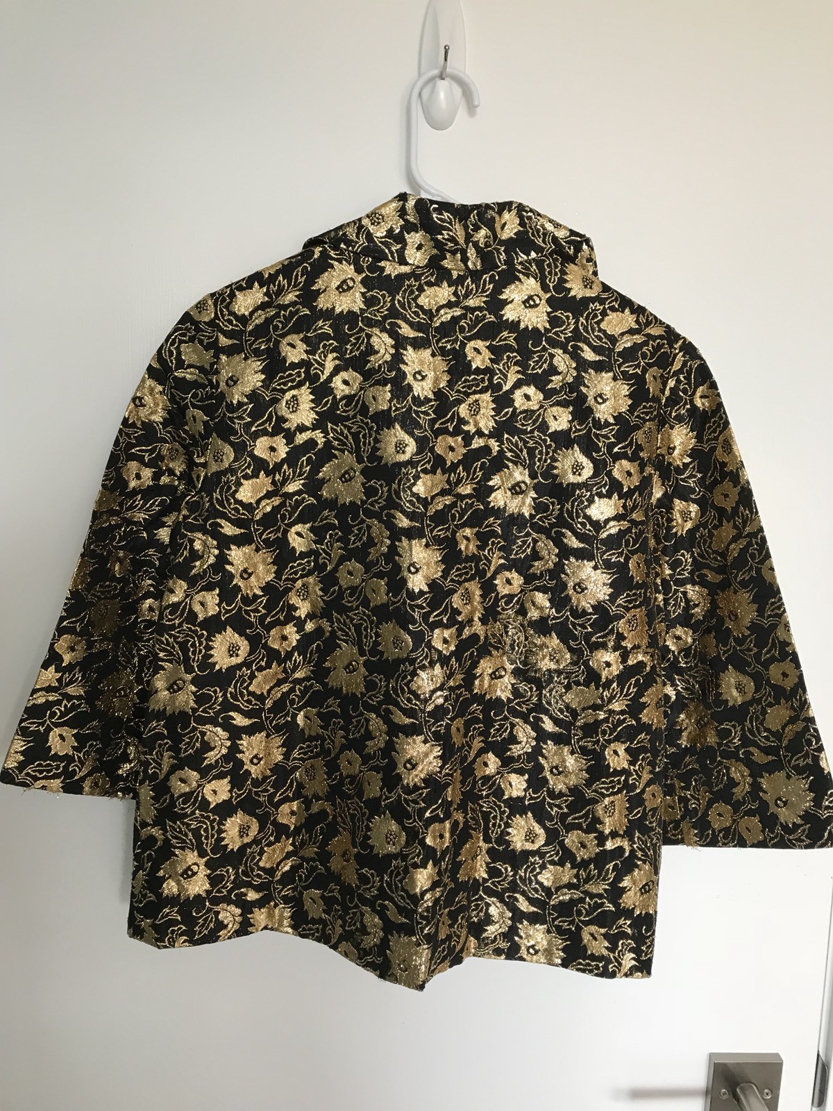 LUREX Black Gold Floral Set Vintage HONG KONG Mid Century MOD Sz M/L WITH TAGS