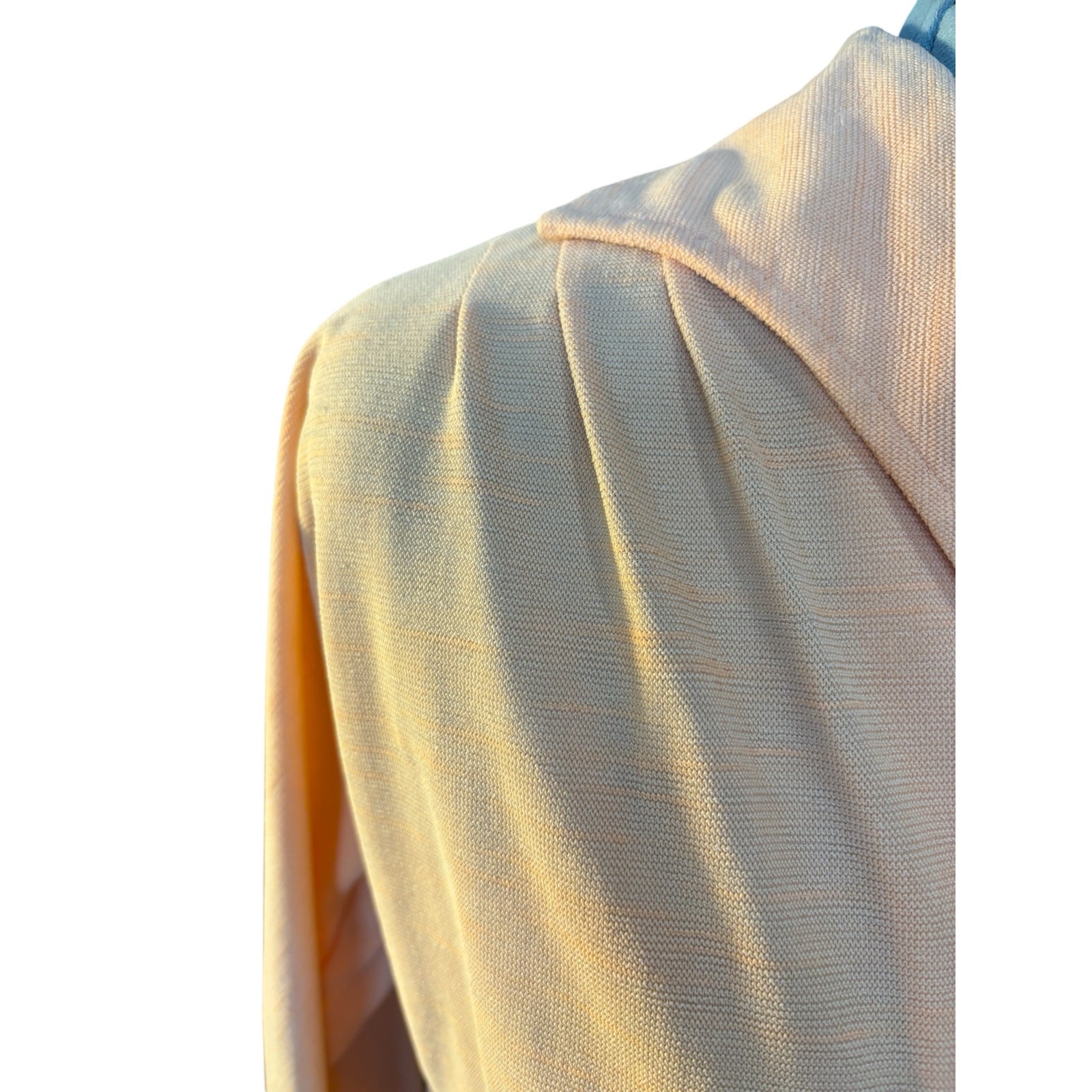 Vintage Koret of California Bengara Wing Collar Shirt Apricot Crepe Knit NOS