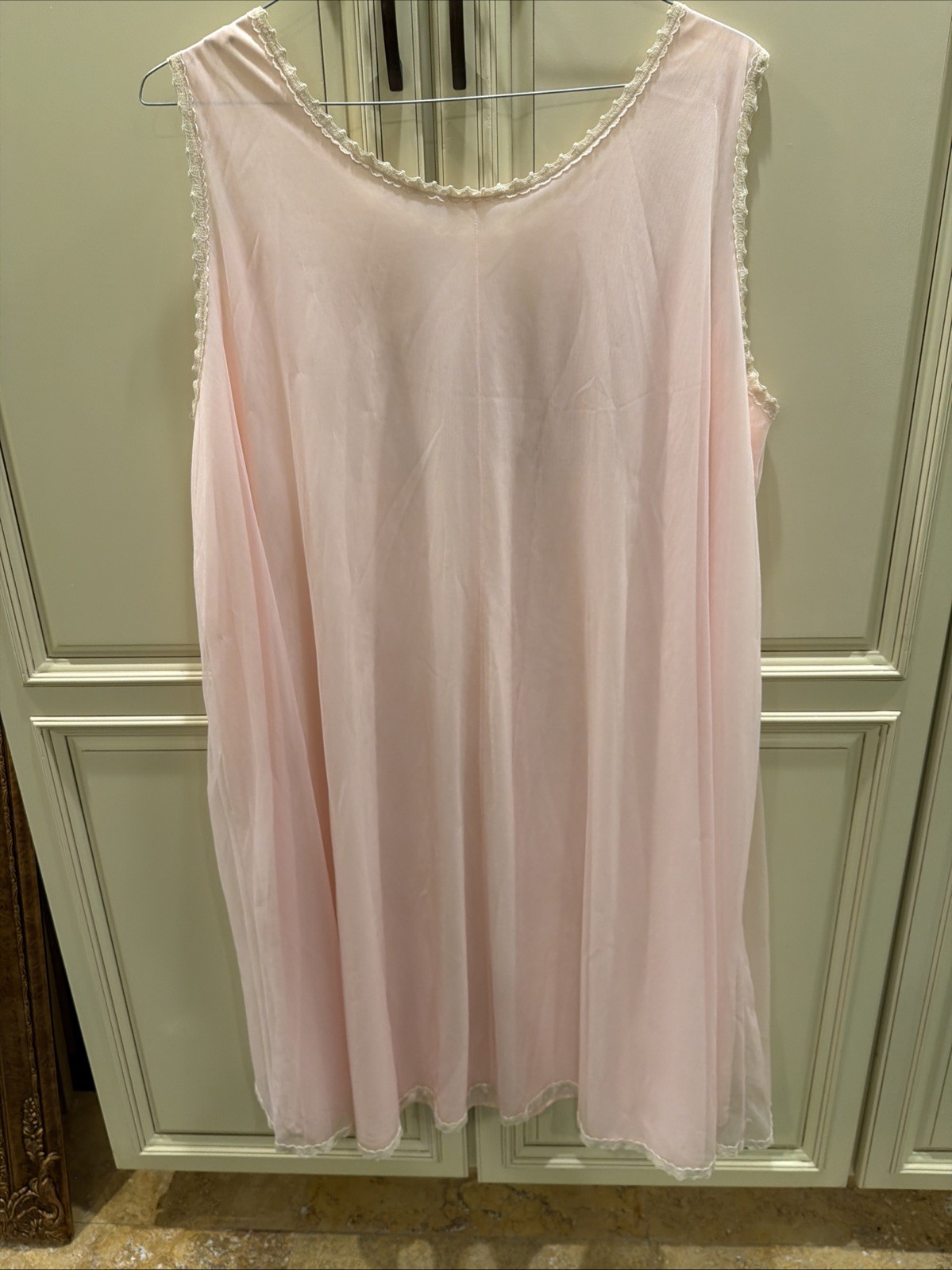 Vintage Lingerie Set Pink Lace Satin And Soft Tulle Robe And Sweet Nightie XL