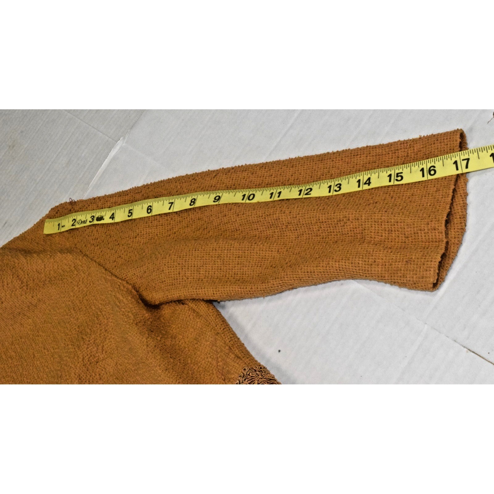 VTG Skirt Jacket Set Size S 60s Honey Brown Coarse Cotton Knit Union Made USA