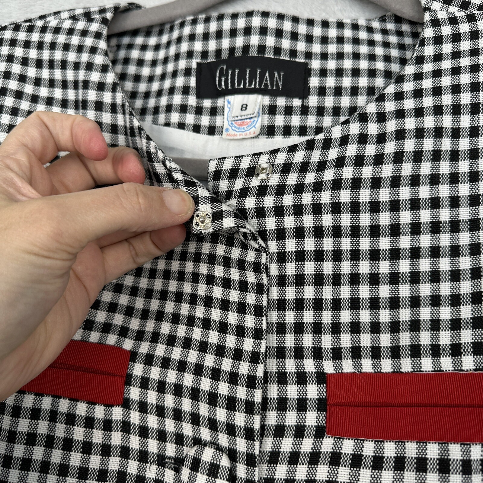 Vtg Gillian Dress 8 Gingham Sheath USA ILGWU Union 80s 90s Career Office Retro