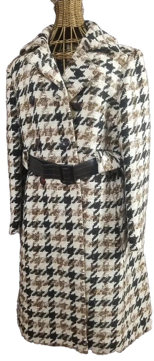 Vtg 60’s Womens Coat Sz S Plaid Halle Bros Co Long Union Made Rare! VGC!