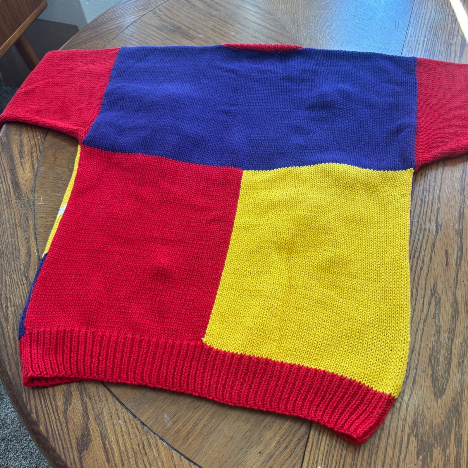 Vintage Isabella by Raquel Tennis Sweater Cotton Color Block 3D Grandmacore L