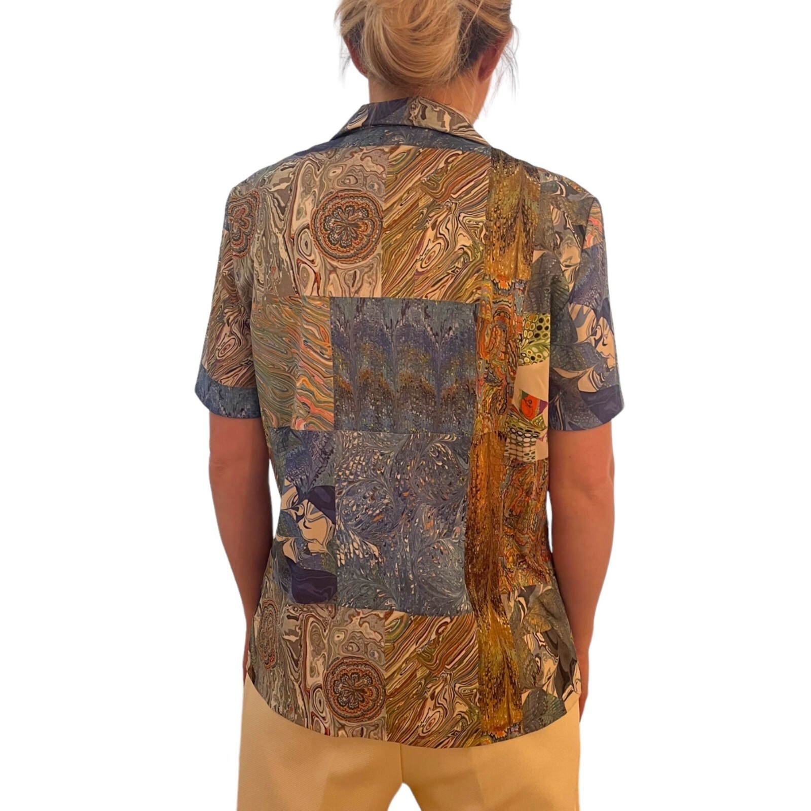 Aladdin Brand Blouse Vintage Mod Disco Retro 60s 70s Ladies Size MED Psychedelic