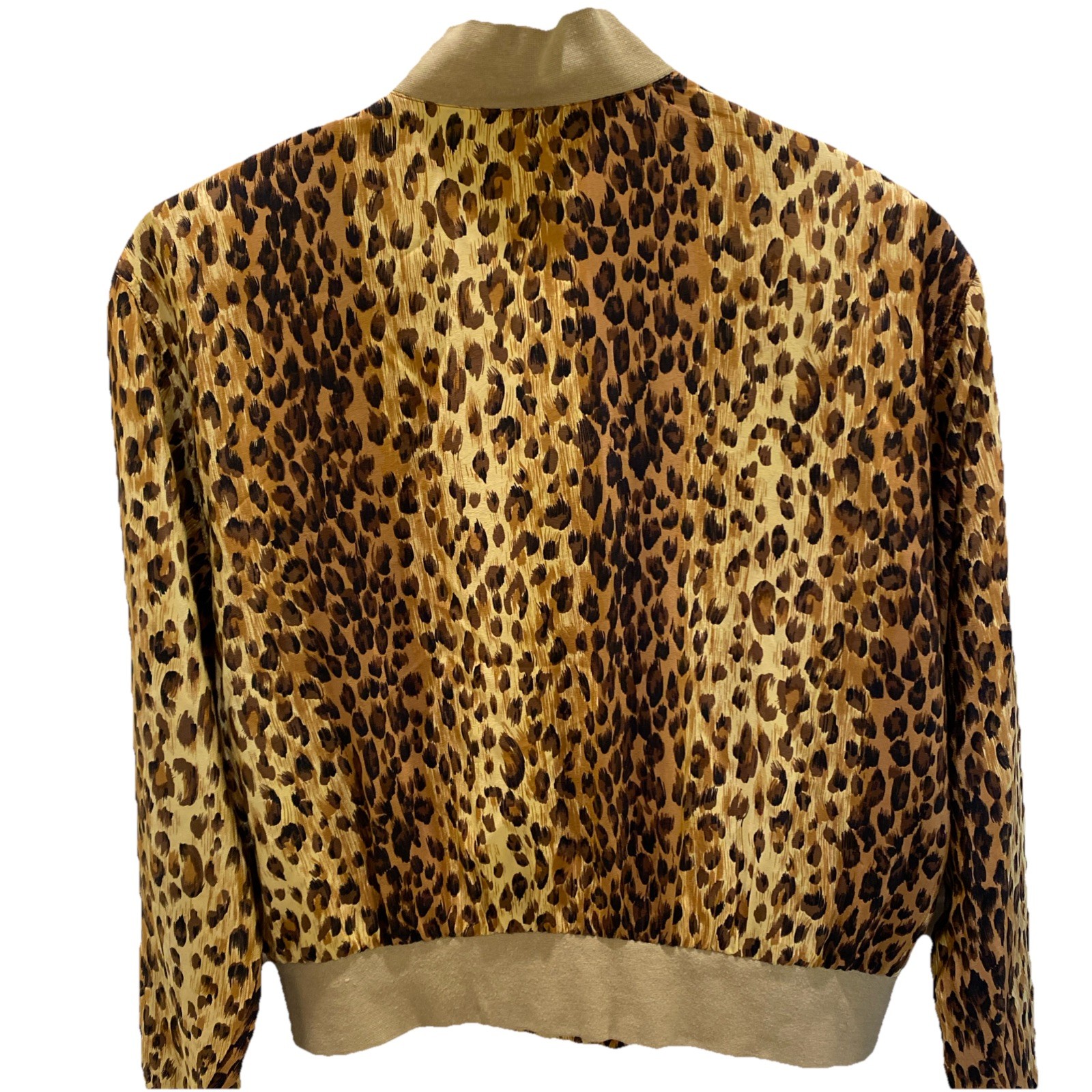 Vintage 90s Silk Leopard/Cheetah Print Bomber Jacket Size Small Chic Luxe Glam