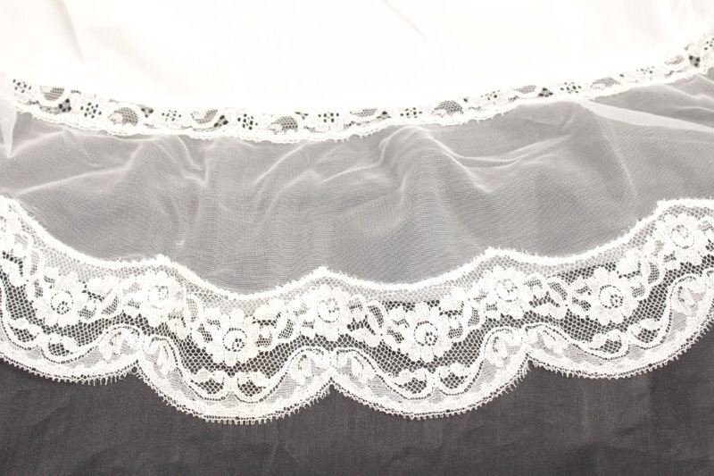 Vintage New M’lle Smart Full Slip size 32 34 White Nylon Flounce Lace Trim NWT