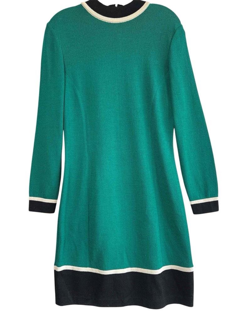 Vtg. St John Collection by Marie Gray Long Sleeve, Green Knit Dress Size 8