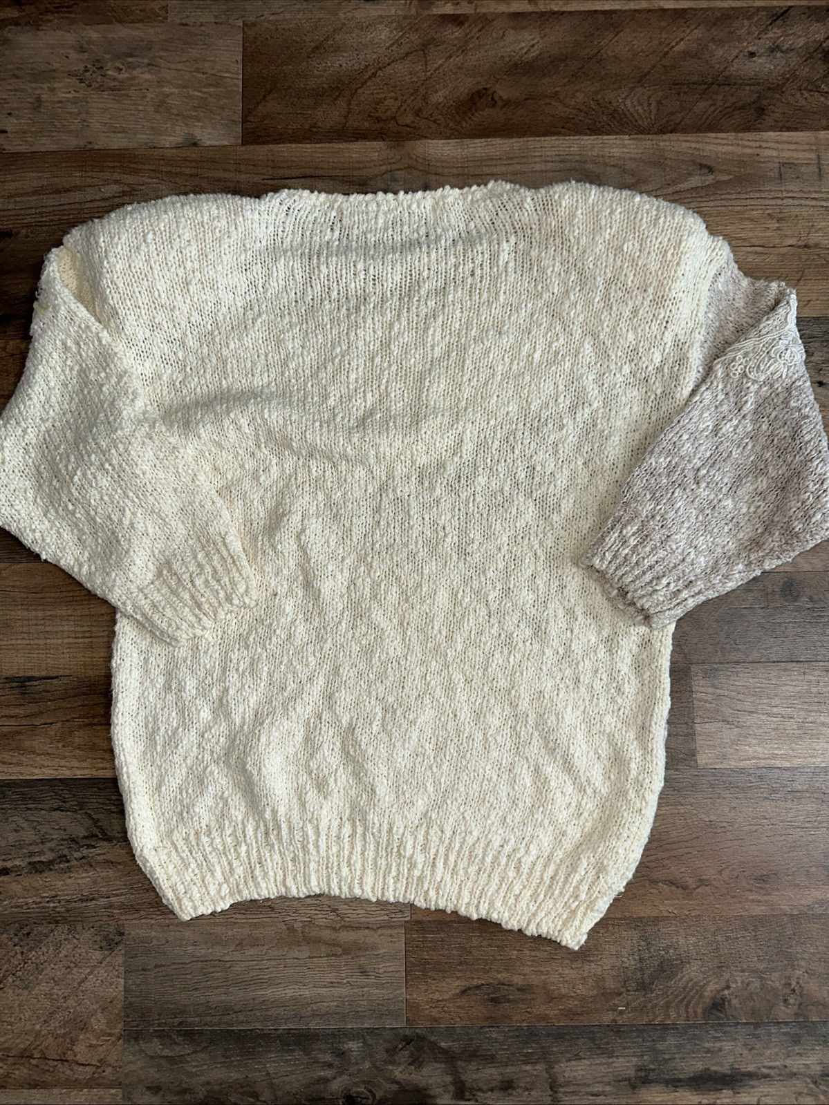 TWO Vintage 80s Bonnie & Bill Applique Sweaters M Chunky Knit Artsy Flower Boho