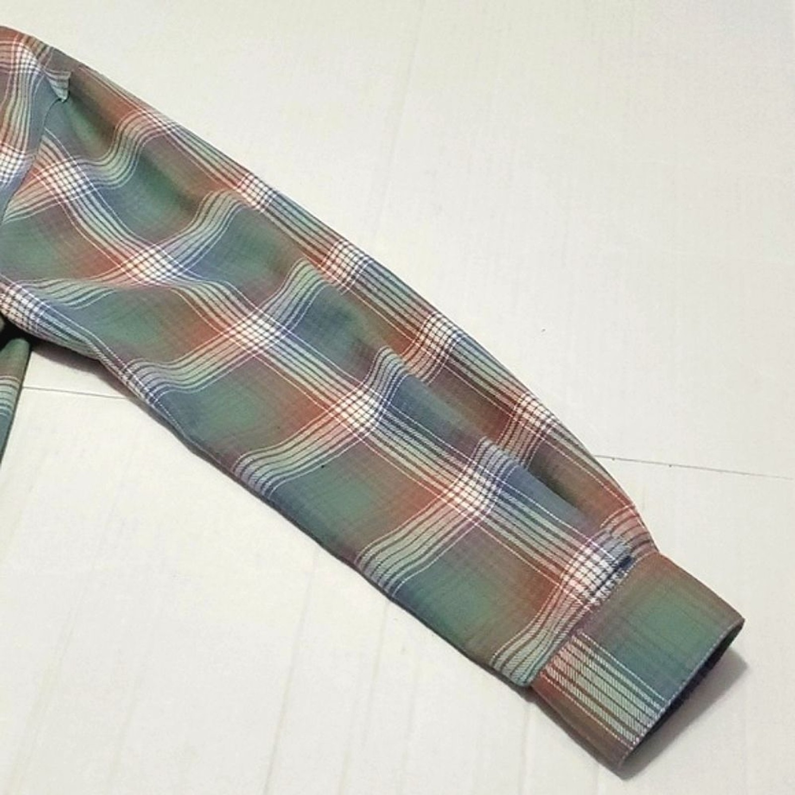 VTG Teddi Sage Green Plaid Embroidered Long Sleeve Button Down Flannel Shirt S