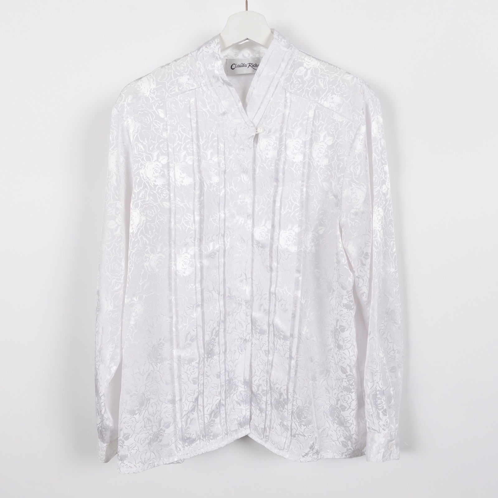 Vintage 90s Claudia Richard Pleated Floral Long Sleeve Shirt Blouse 14 Large