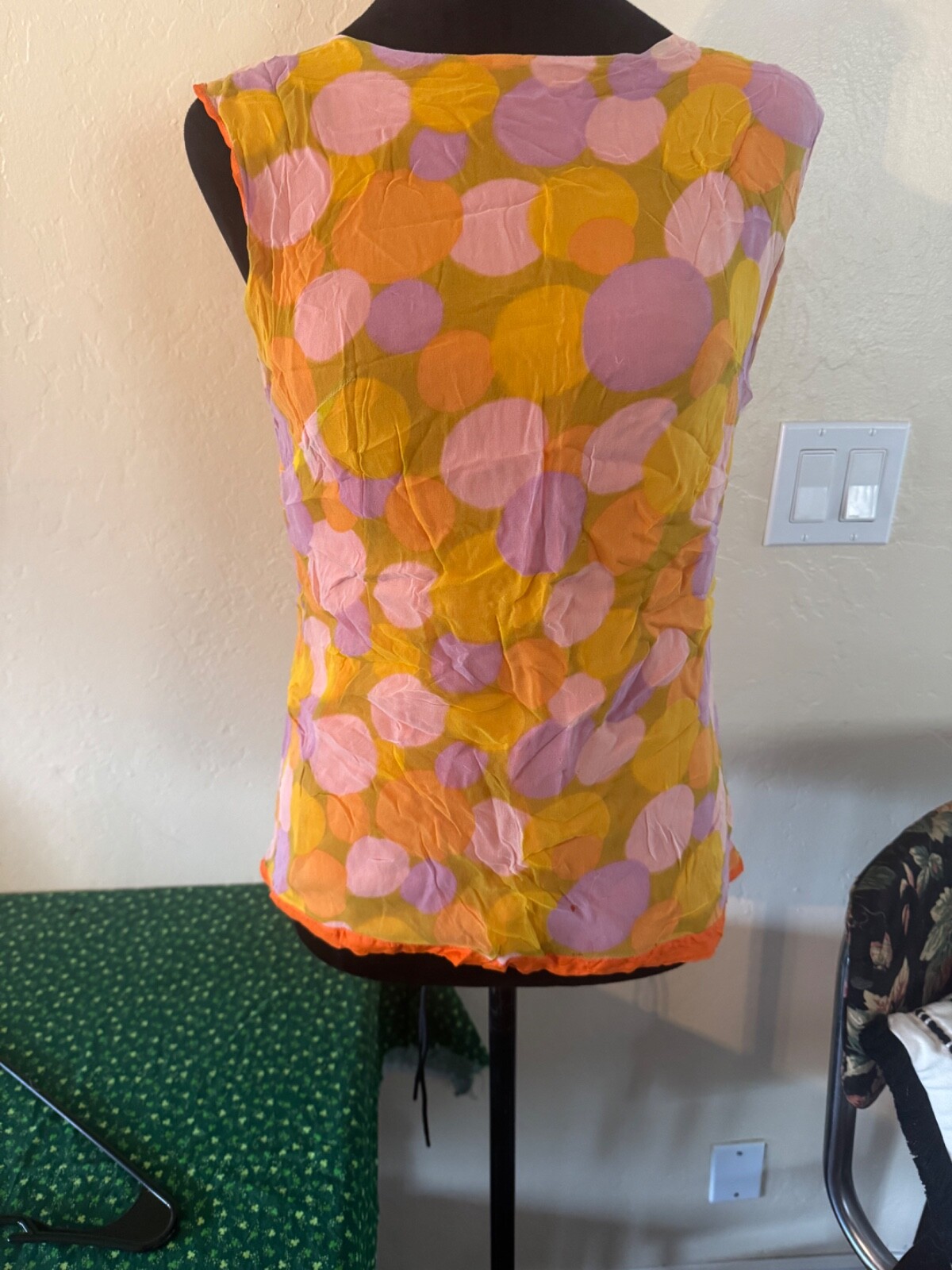 Vintage 70 Retro Loubella Extendables Orange Blouse Casual