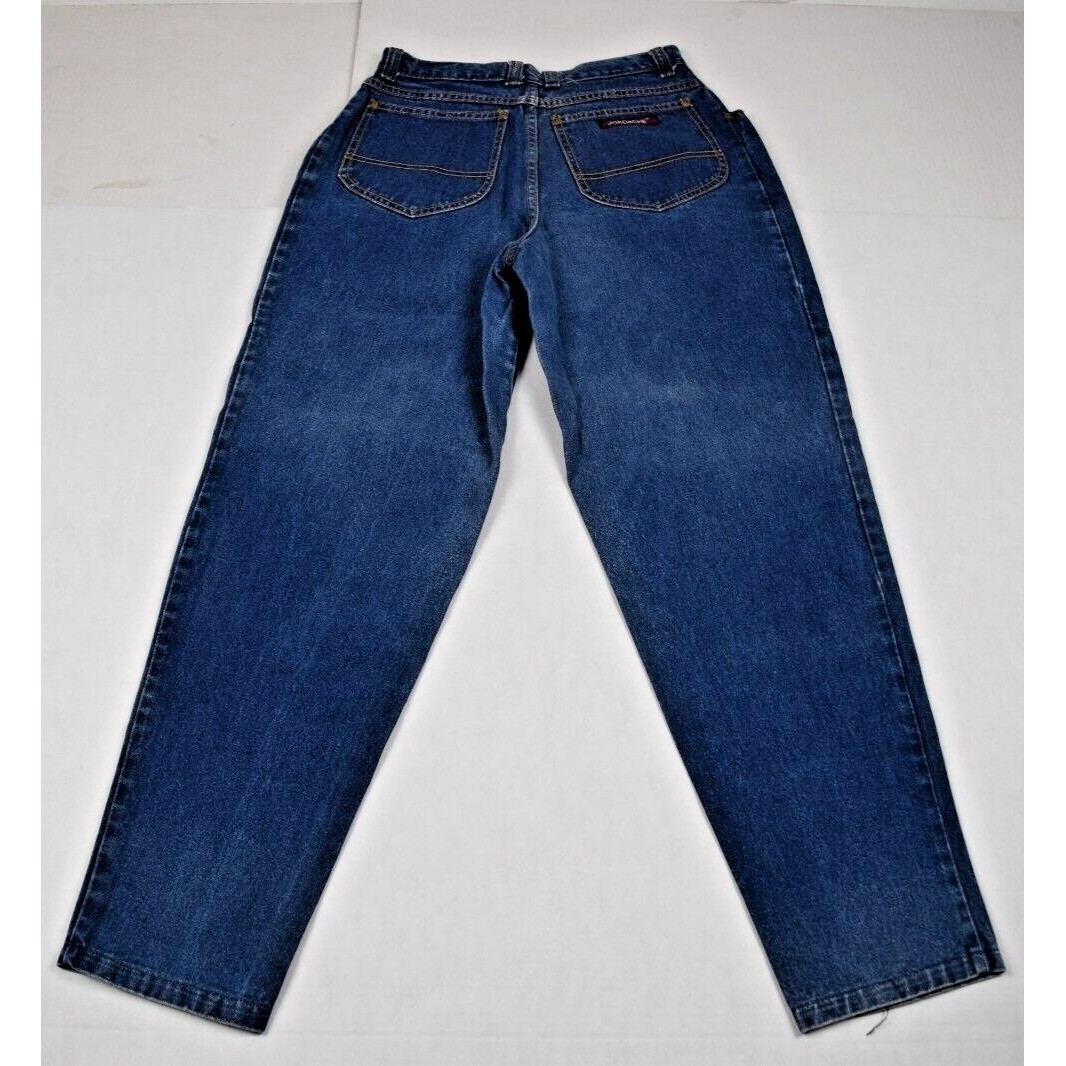 Vintage Jordache Jeans 28 x 29 80s Blue Pleat Tapered High Waist Patched MadeUSA