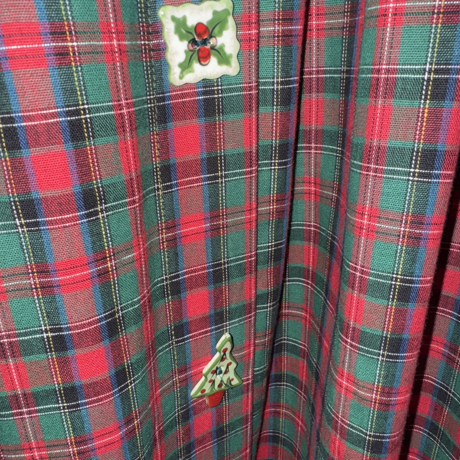 VTG Dogwood Lane Sz M Christmas Jumper Dress Cottagecore Porcelain Buttons