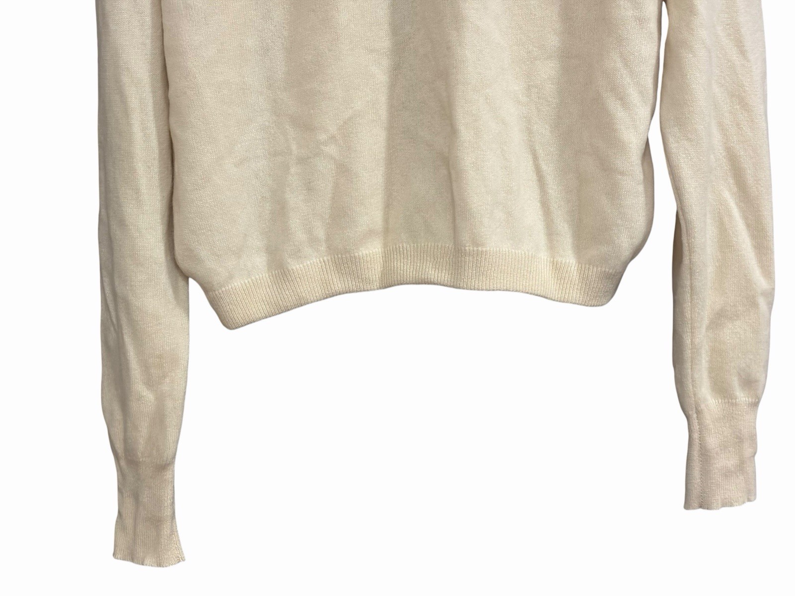 Vtg 1950s Dalton Ivory Cashmere Sweater Detachable Mink Collar Pearl Clasp PL