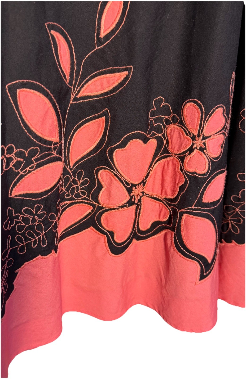 Vintage Chelsea Studio Exclusive Of Decorations Black/Coral Cotton Skirt, Sz 16W