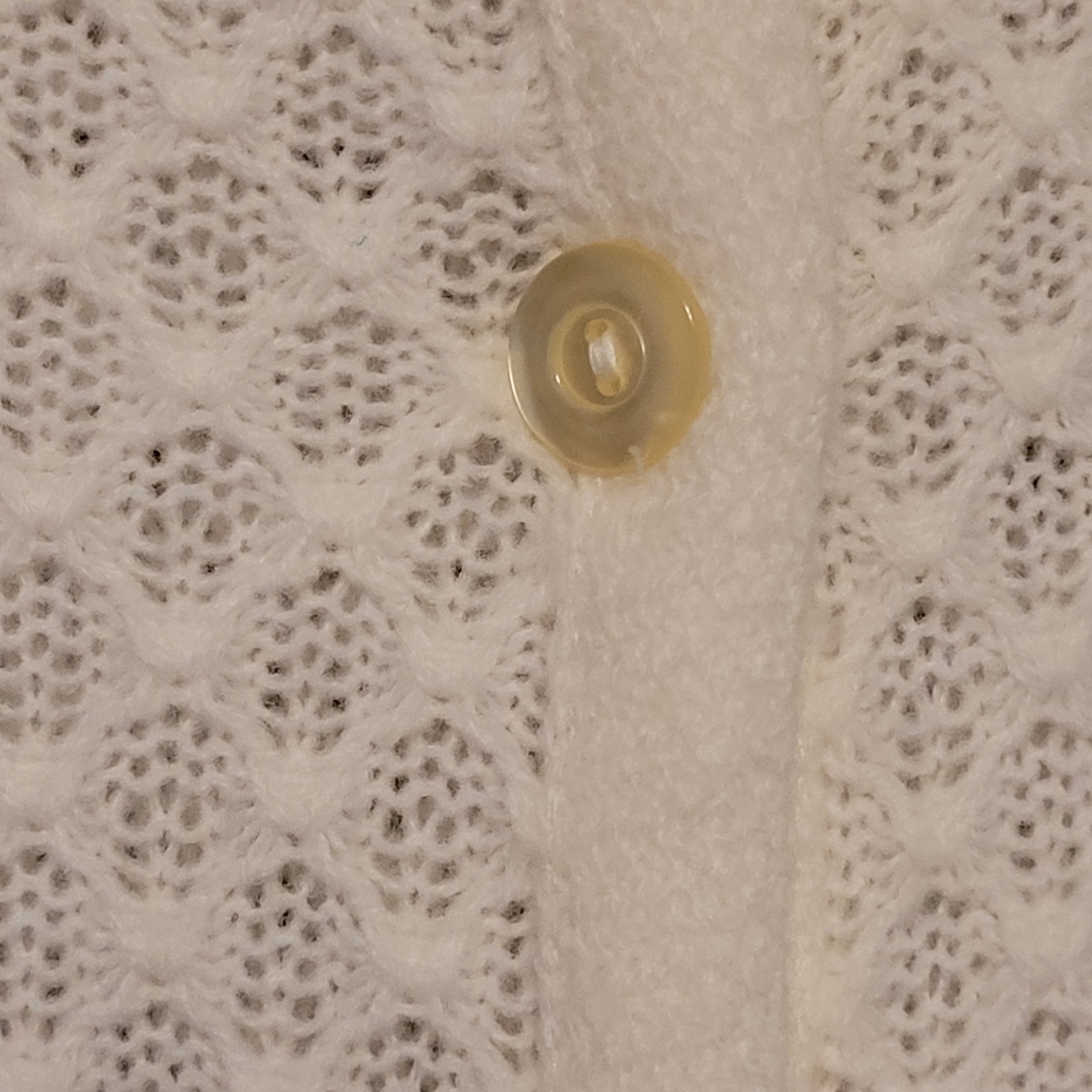 VTG Montgomery Ward Cream Crochet Knit Collared Shawl Sweater Grandma Wmn’s OSFM