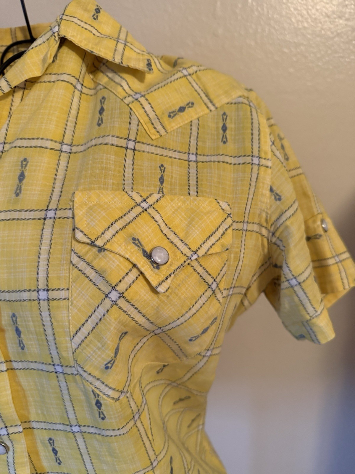 VNTG Women’s H BAR C California Ranch Wear with Pearl Button Western Shirt 34