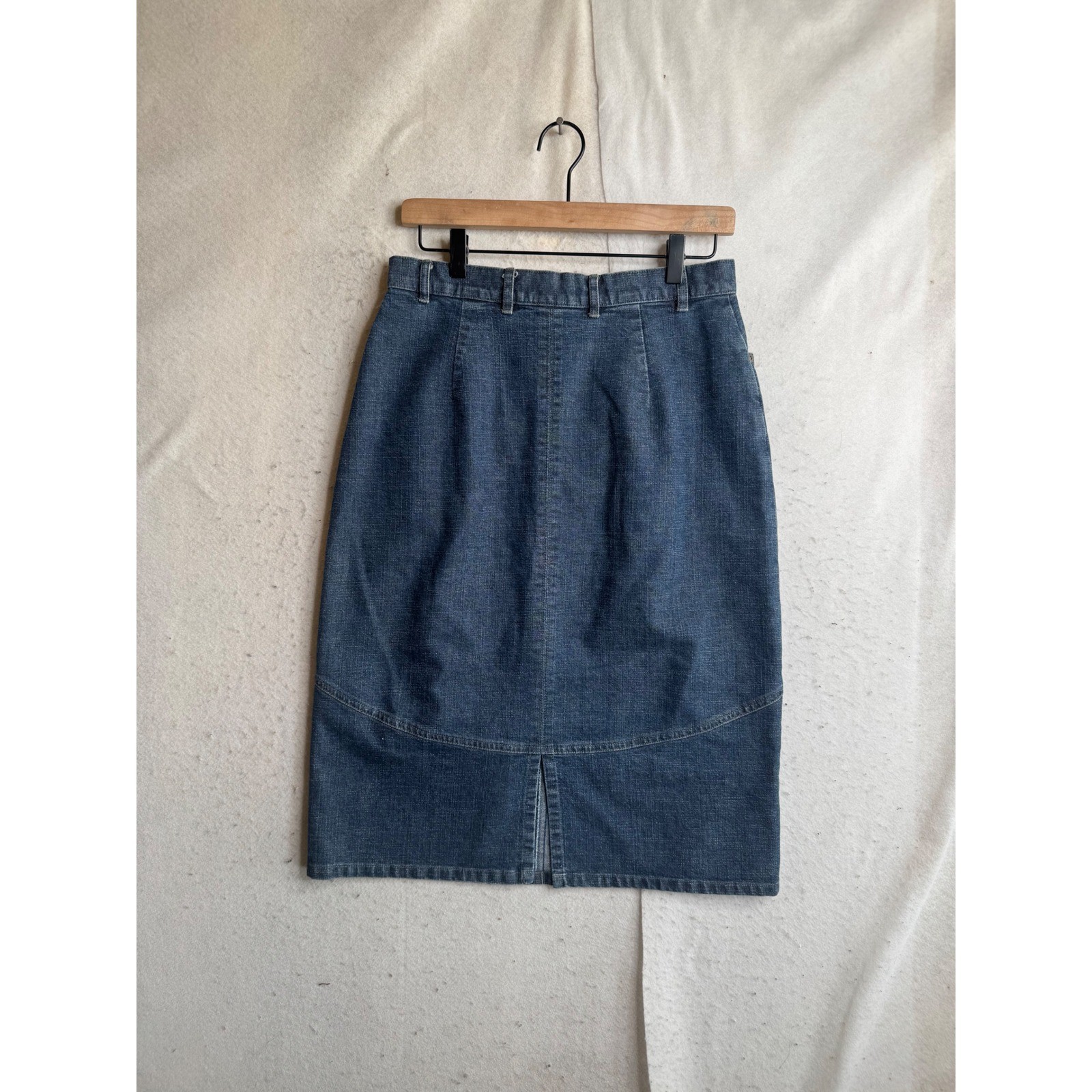 Gotcha Covered Vintage Denim Midi Skirt Indigo Blue High Waist Made in USA 8