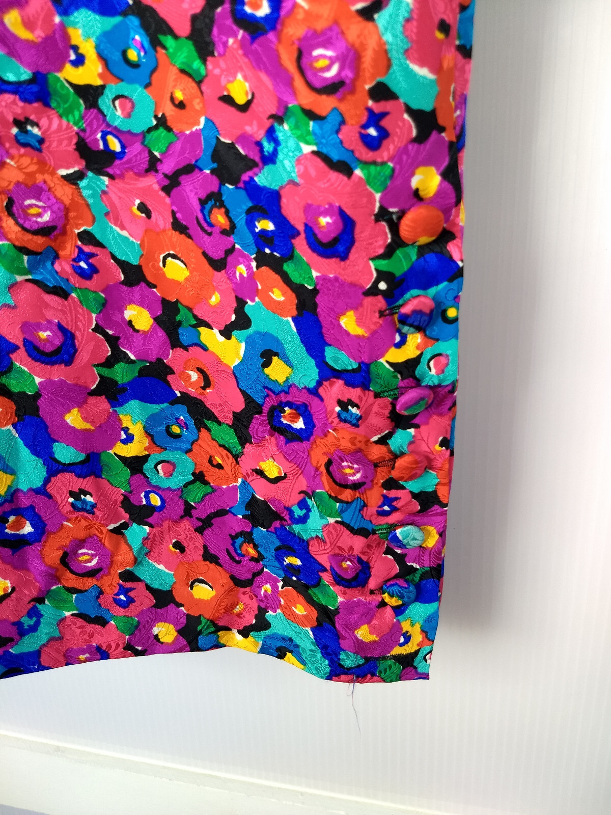 Vintage Carolyne Barton Floral 100% Silk Dress Pink Multicolor Flower Pattern