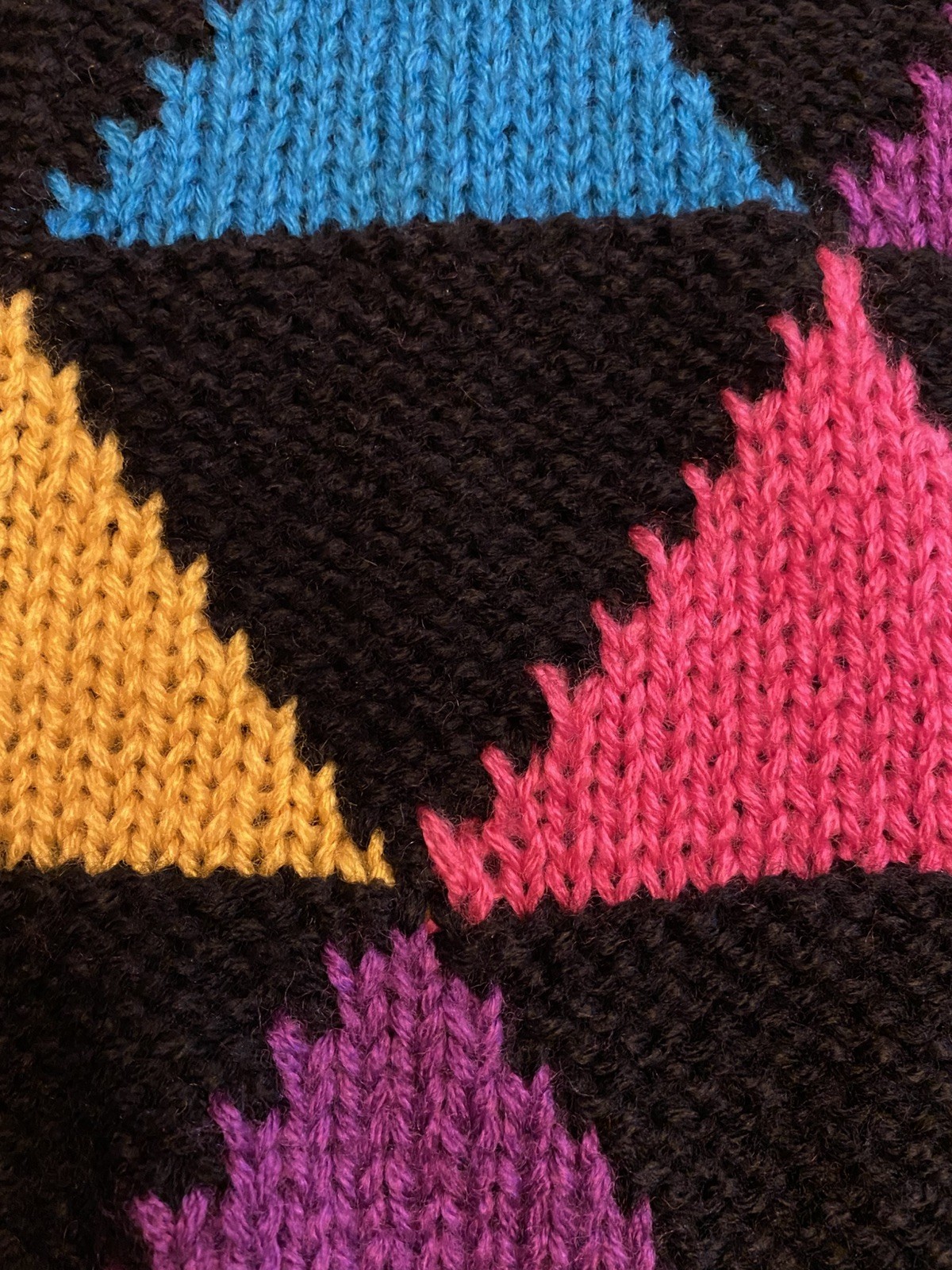 Vintage 90s? contrasts knit Vest S Chunky 100% acrylic Sweater granny preppy