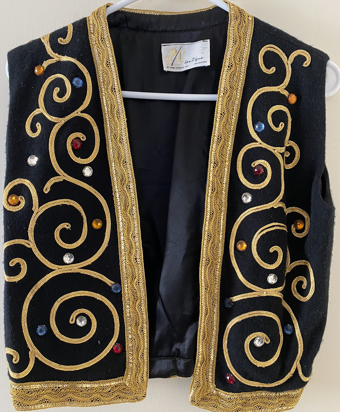 Vintage Park/Storyk Boutique of NY, 60’s, Applique and Rhinestone Vest (S)