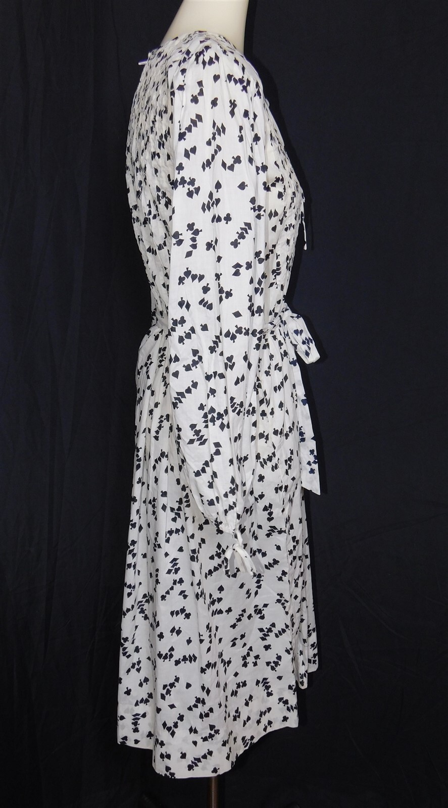 Vtg Stanley Sherman Black White Playing Card Suit Long Sleeve Dress Size 10