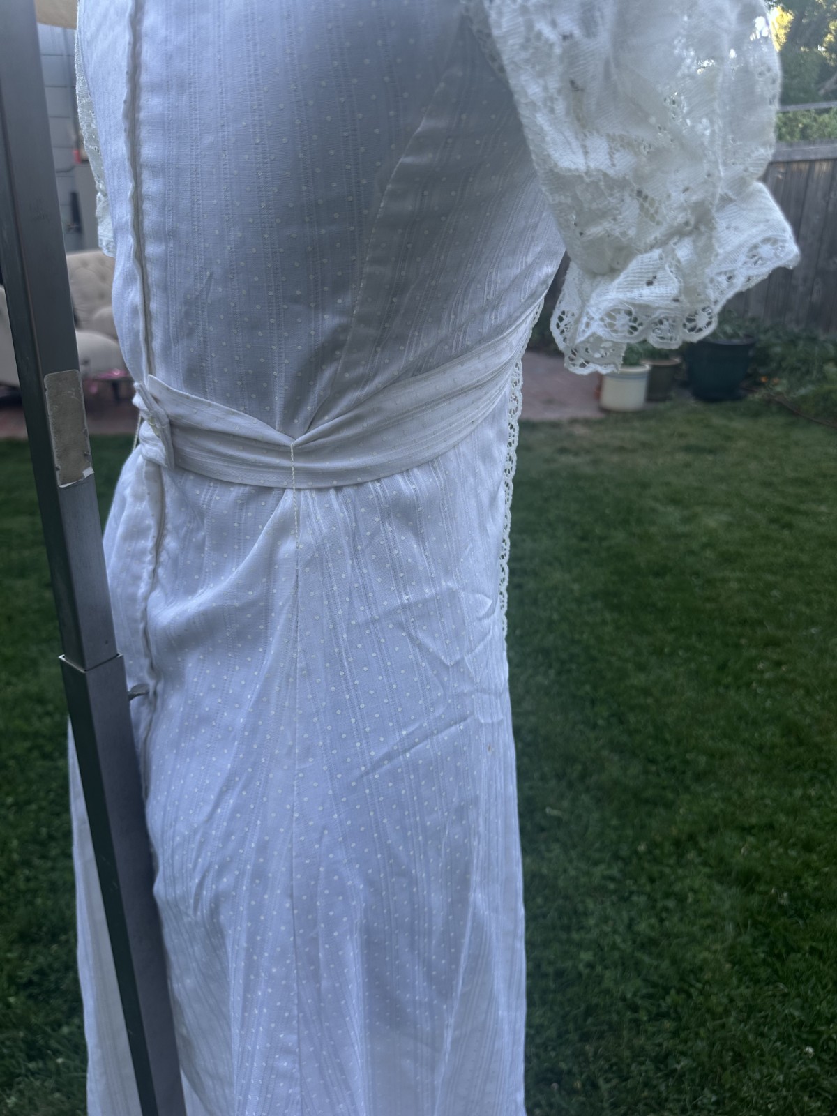 VTG 60 70 Trivia Charm Of Hollywood White Eyelet wedding Maxi Prairie Dress