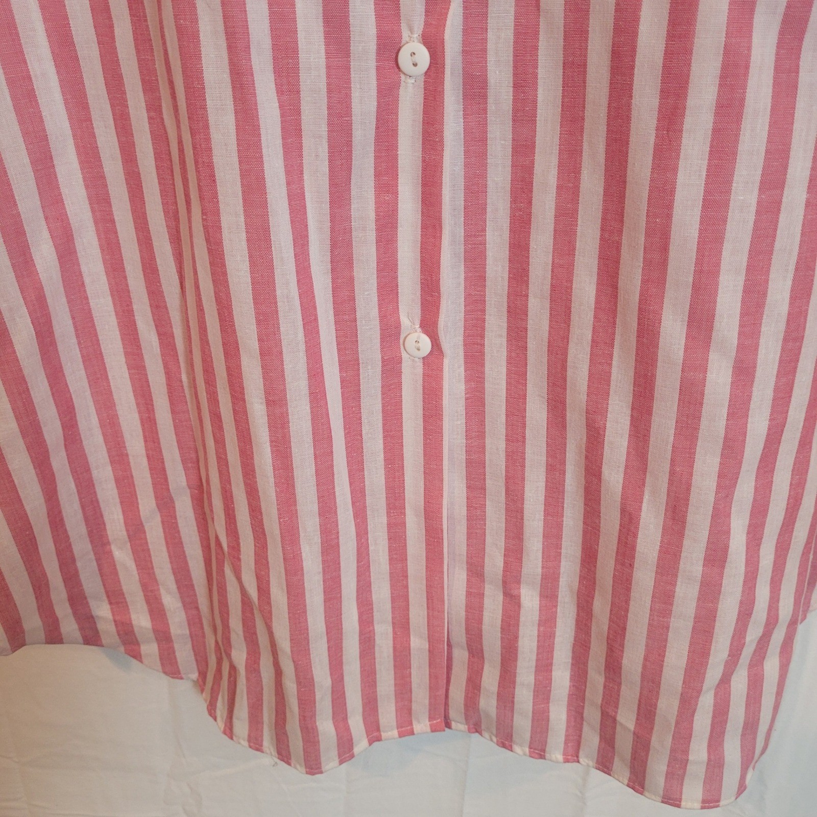 Vintage Carole Lee Pink White Striped Roll Tab Button Down Shirt Size 44 USA