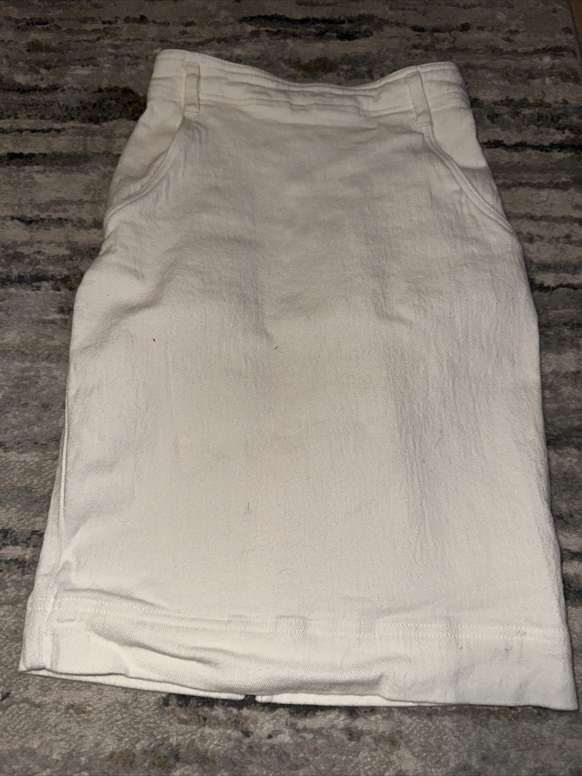 Beautiful Vintage Byblos Sexy 80’s White Denim Jean Pencil Skirt w/Pockets Us 6