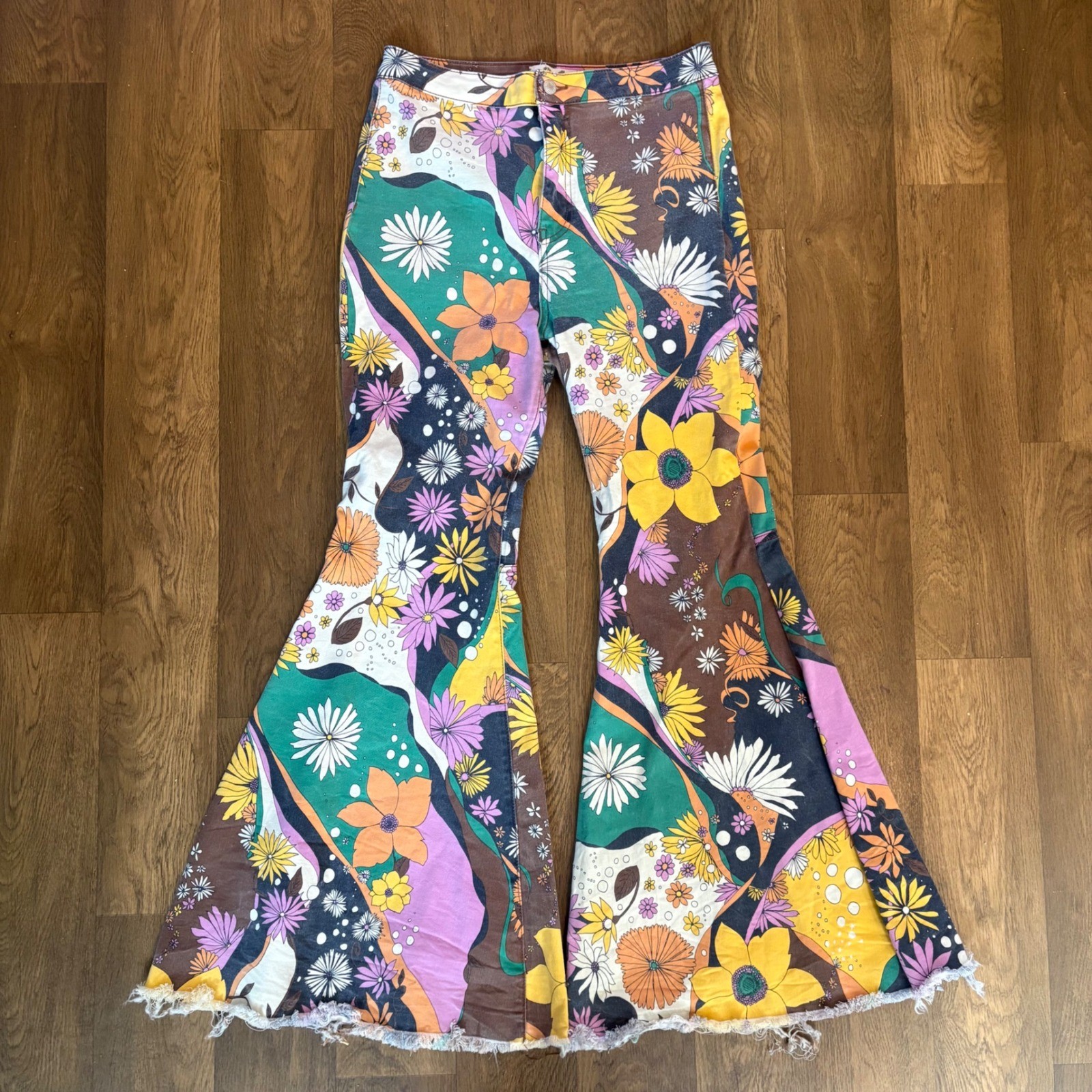 RARE We The Free Free People Boho „Just Float On” Frayed Flared Stretch Pants