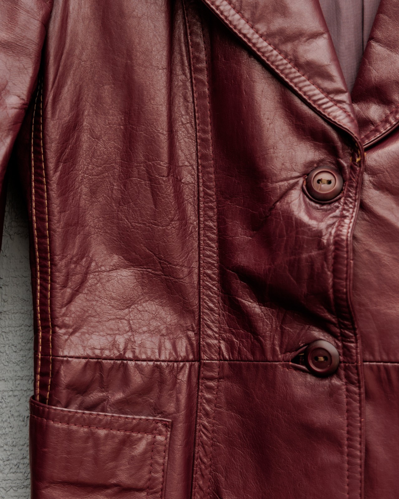 Vintage 70s Red Rust Brown Leather Blazer Jacket Coat – 80s 90s