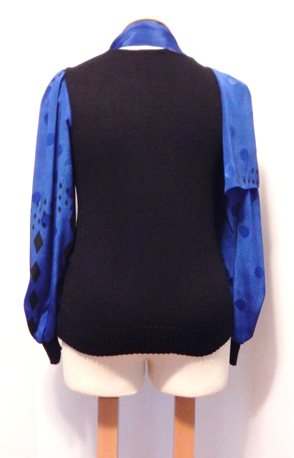 Vtg Anthony Sicari 80s Knit Harlequin Puffed Sleeve Sweater & Scarf Size L