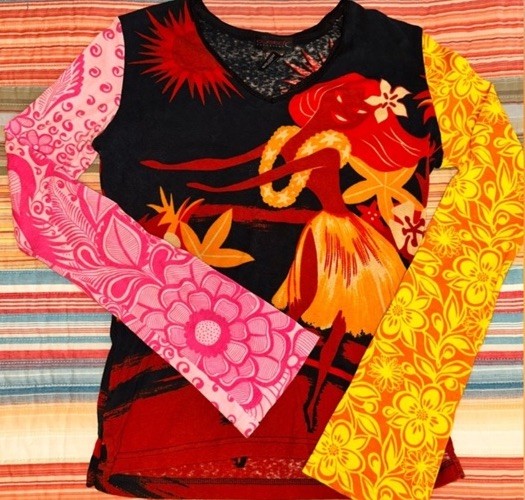 Vintage Rare Custo Barcelona Tropical Hawaiian Dancer Long Sleeve Shirt