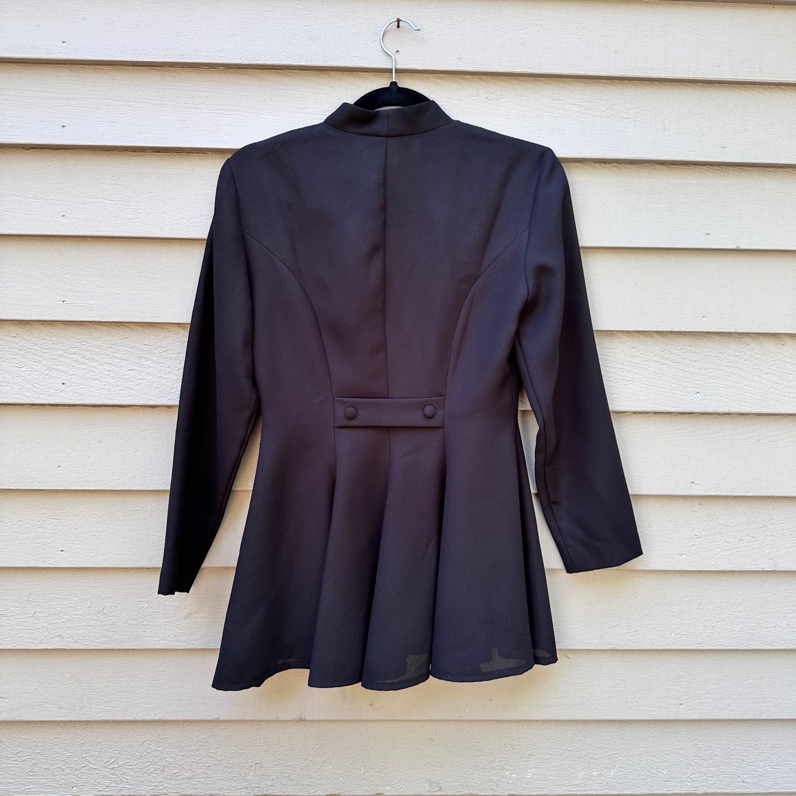 Petite Sophisticate Vintage Black Peplum Blazer Top Button Front Made in USA 0P